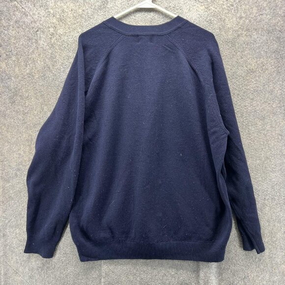 LL Bean Sweater Mens XL Navy Lambswool Cardigan V Neck Button Pockets Warm Knit - Picture 2 of 10